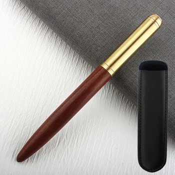 Retro Sandal Ağacı Rulo Tükenmez Kalem 0.7 mm Altın Metal Tükenmez Kalem Değiştirilebilir Yedekler Ahşap Kalem Lüks Kırtasiye Hediyeler