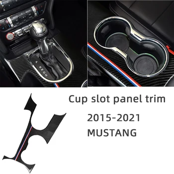 Karbon fiber Üç Renkli Kemer Merkezi Konsol Kupası Yuvası Paneli Trim Araba İç Çıkartmalar Ford Mustang 2015-2021 İçin Aksesuarları