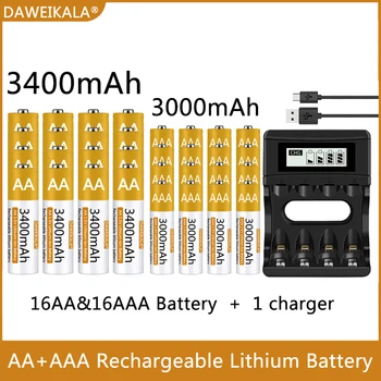 100 % Orijinal AA / AAA Pil 1.5 V şarj edilebilir polimer lityum iyon pil 1.5 V AA/AAA USB şarjlı pil