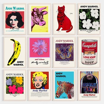 Andy Warhol Tuval Boyama Pop sanat eseri Çiçekler Poster ve Baskı Duvar sanat resmi Oturma Odası Ev Dekorasyon Çerçevesiz için